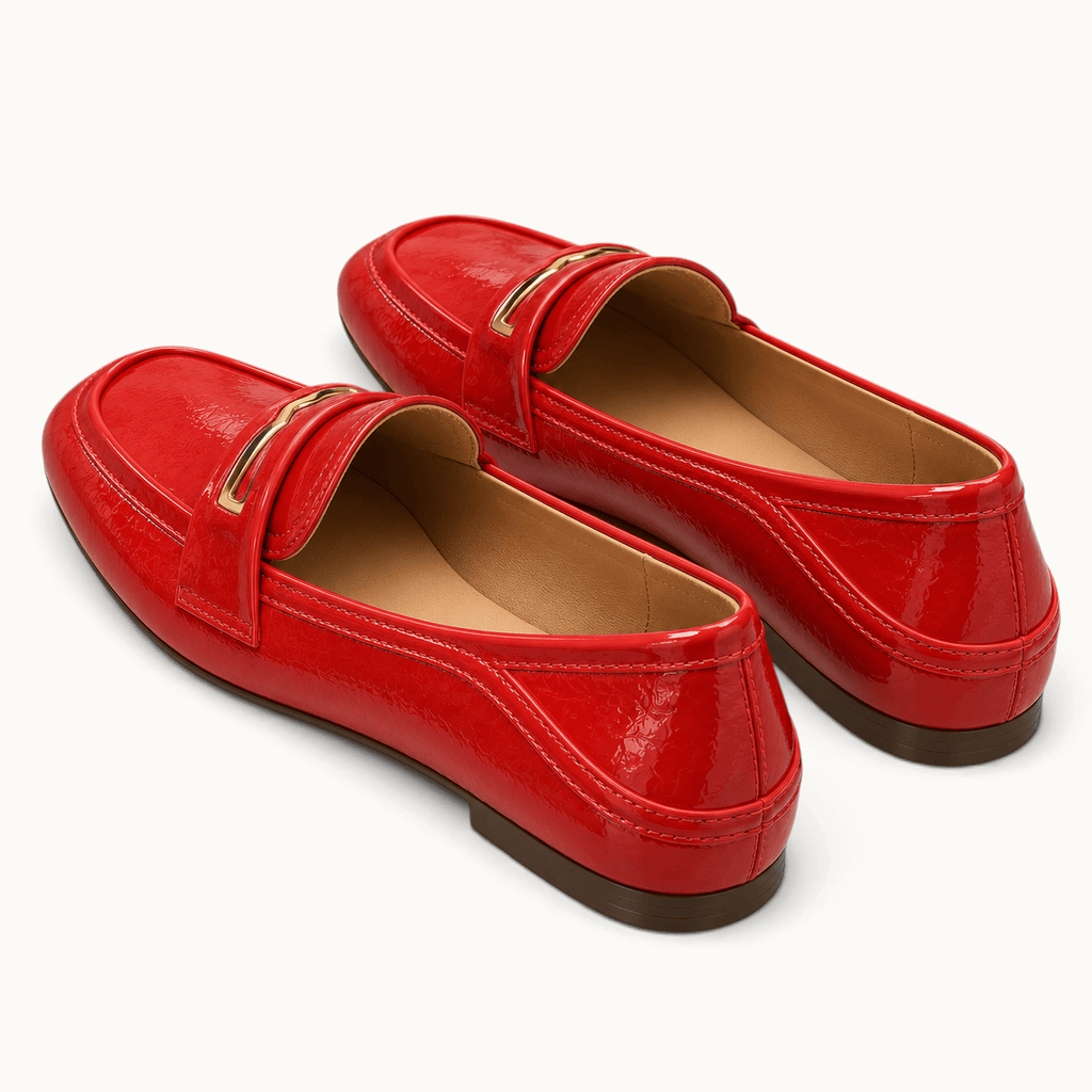 montelore-souliers Mocassins Cuir Verni Rouge