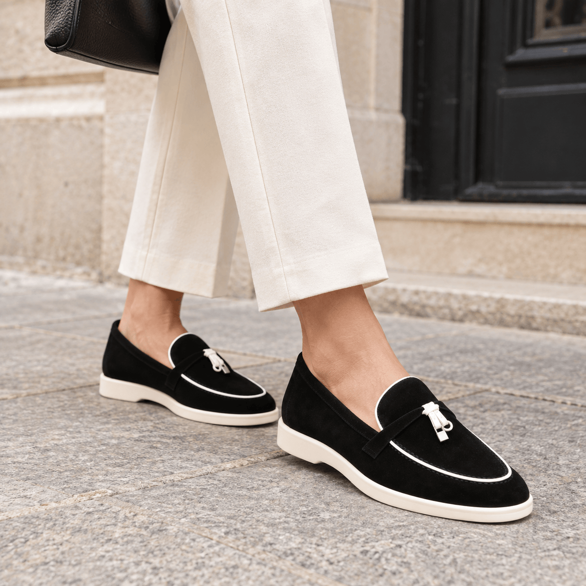 montelore-souliers Mocassins Daim De Chevreau Noirs