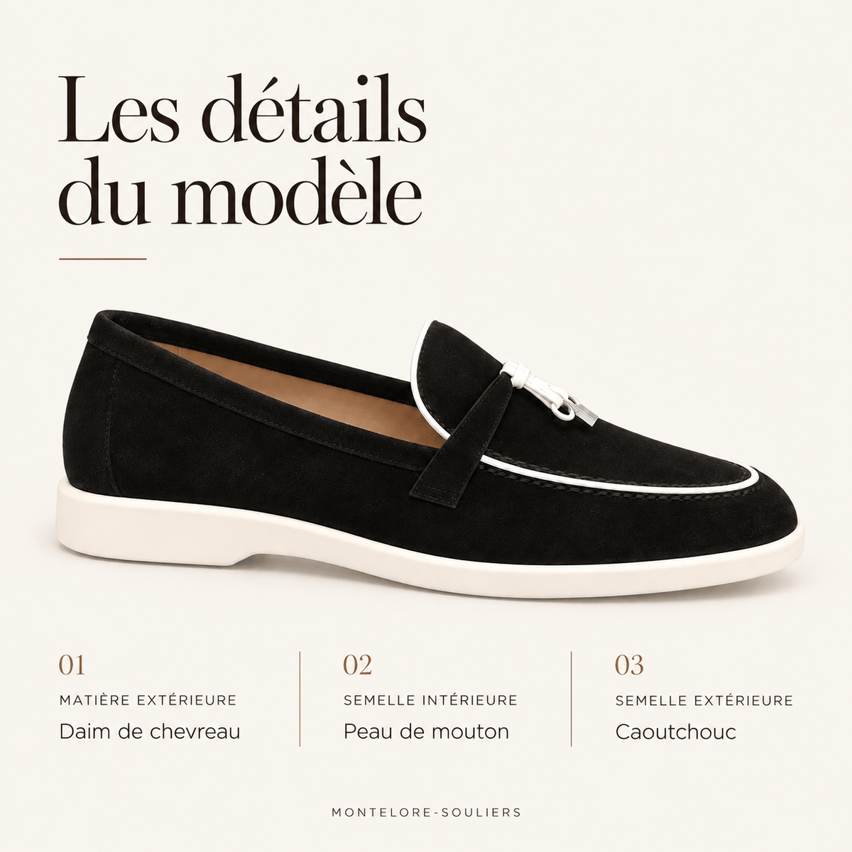montelore-souliers Mocassins Daim De Chevreau Noirs