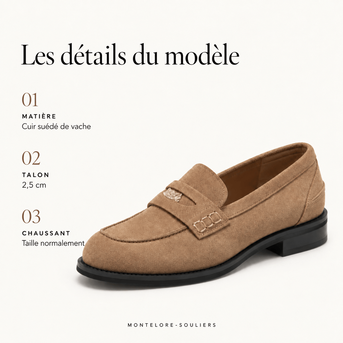 montelore-souliers Mocassins Daim Femme Cuir Suédé Plats