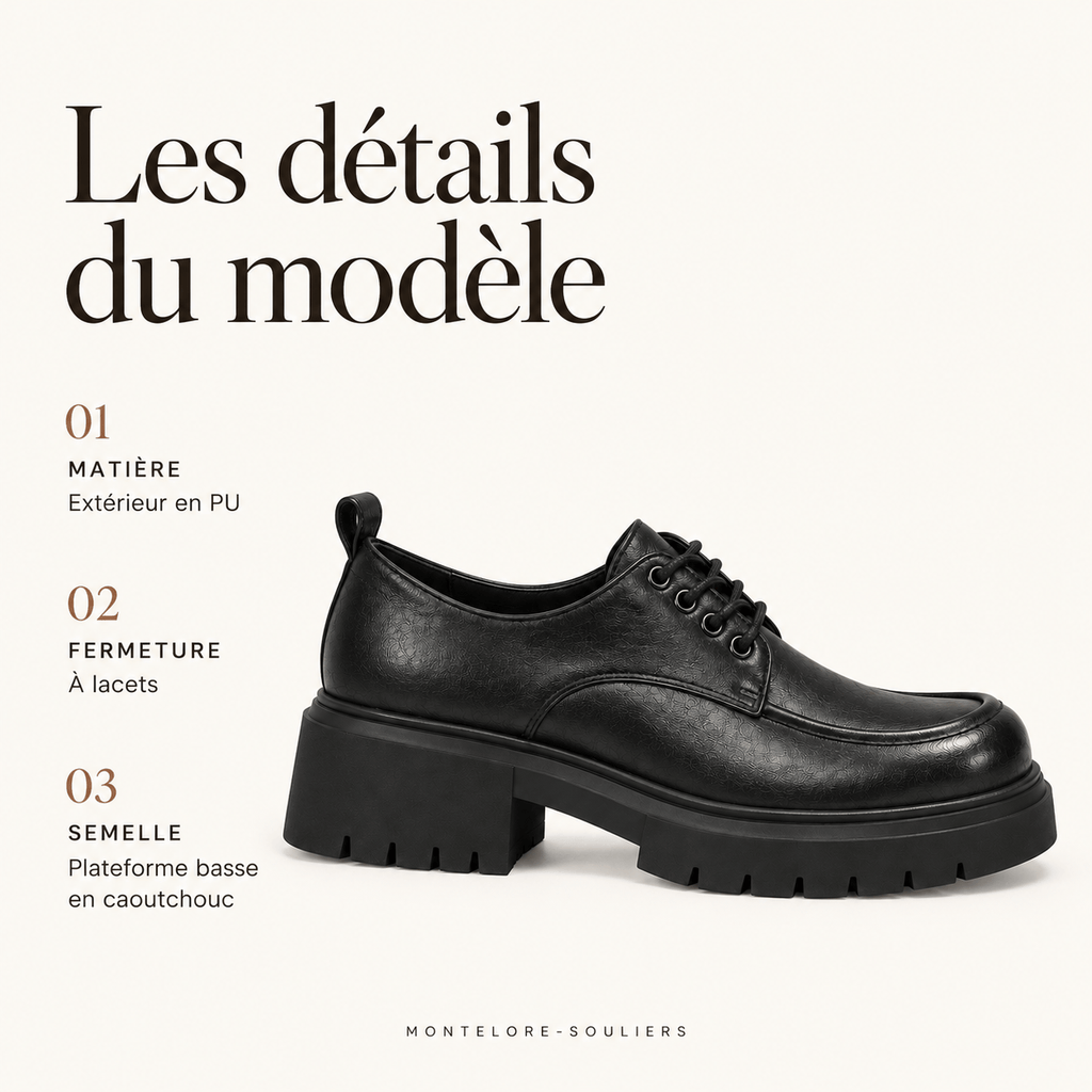 montelore-souliers Mocassins Derbies À Lacets À Plateforme Basse