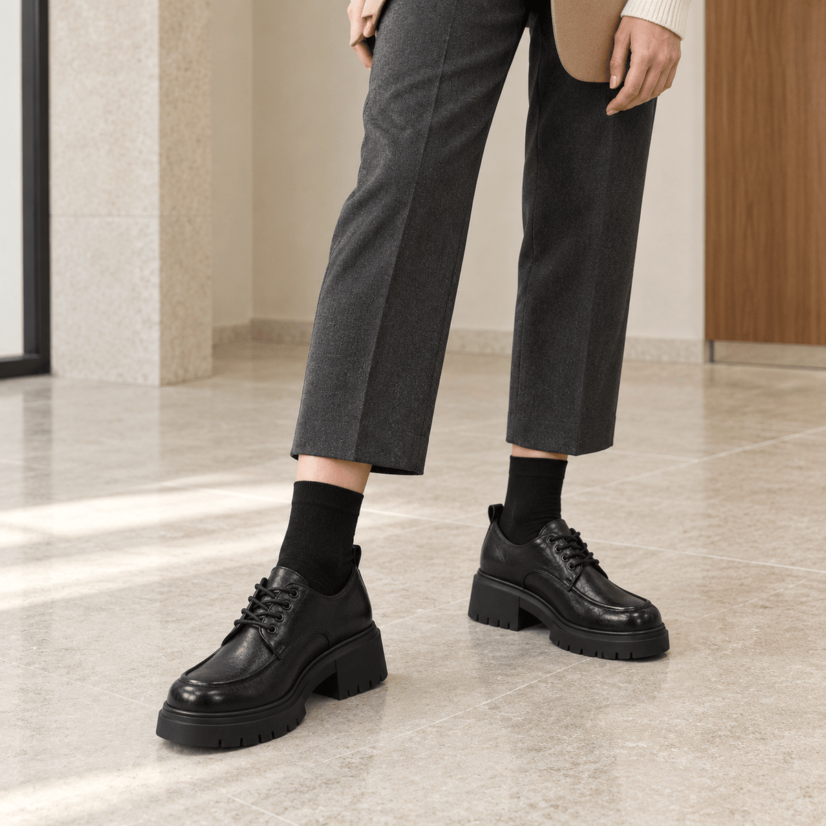 montelore-souliers Mocassins Derbies À Lacets À Plateforme Basse