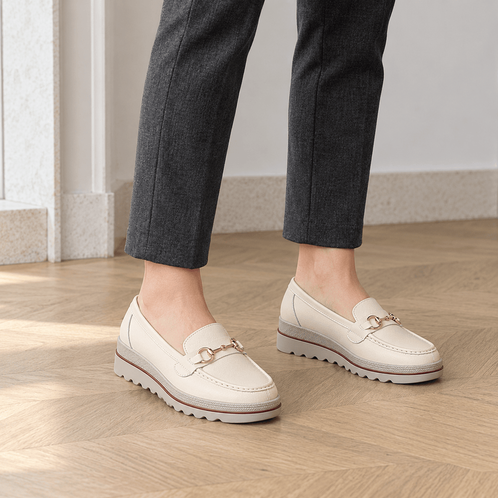 montelore-souliers Mocassins En Croûte De Cuir À Plateforme