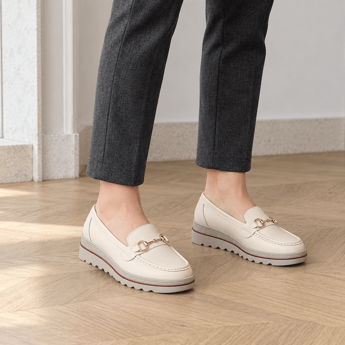 montelore-souliers Mocassins En Croûte De Cuir À Plateforme