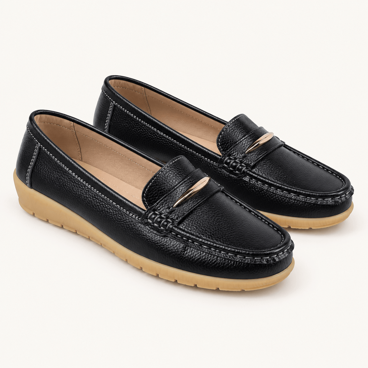 montelore-souliers Mocassins En Cuir Beige