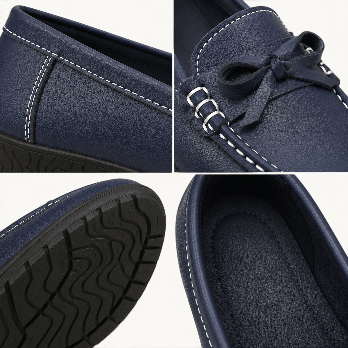 montelore-souliers Mocassins En Cuir Bleu Marine