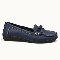 montelore-souliers Mocassins En Cuir Bleu Marine