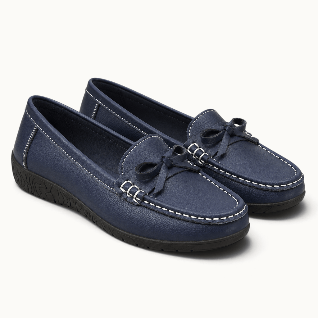 montelore-souliers Mocassins En Cuir Bleu Marine