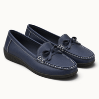 montelore-souliers Mocassins En Cuir Bleu Marine