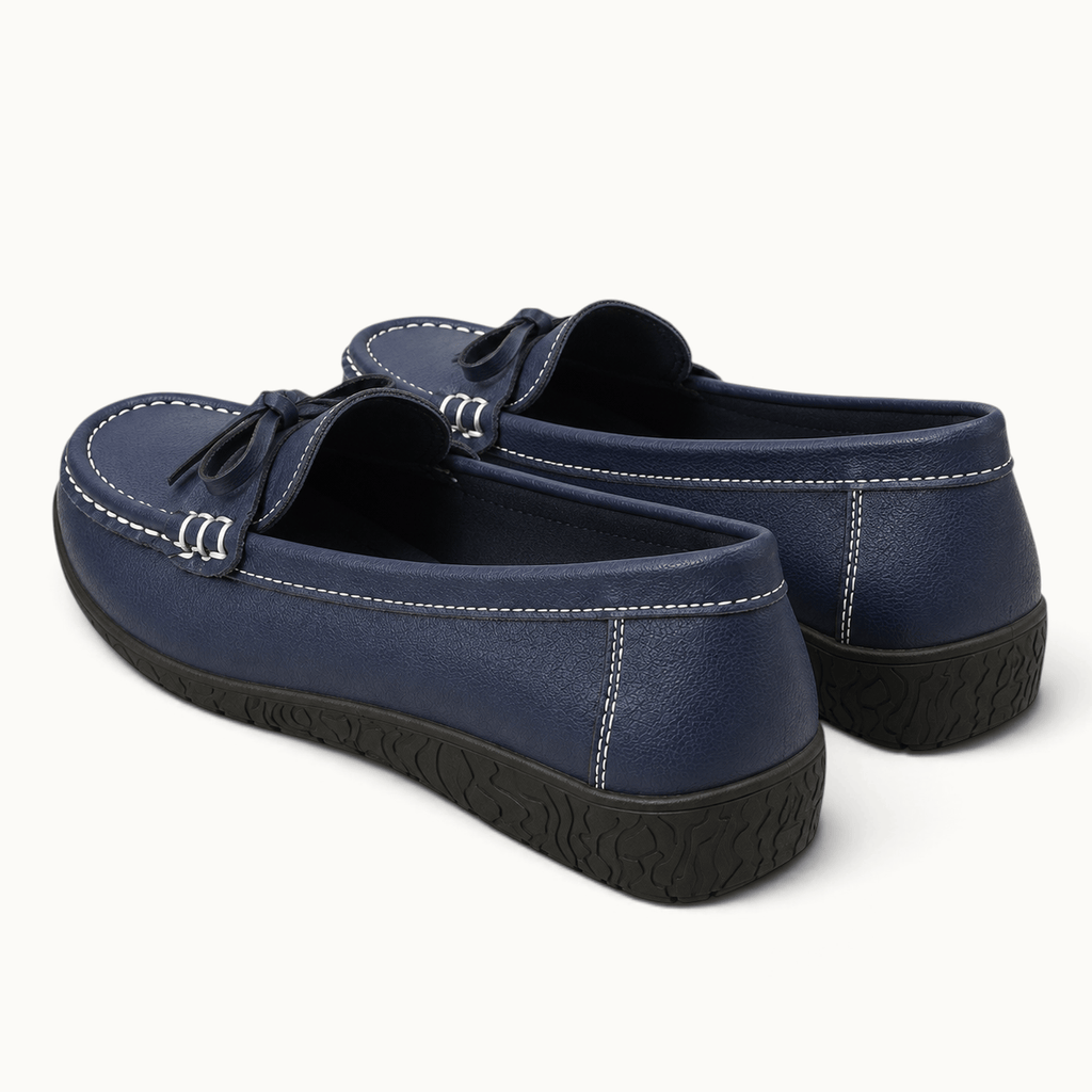 montelore-souliers Mocassins En Cuir Bleu Marine