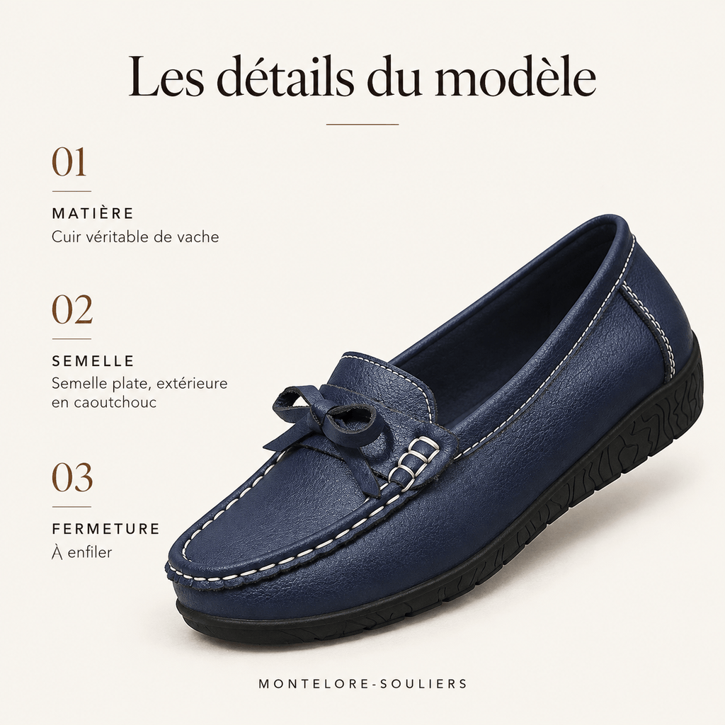 montelore-souliers Mocassins En Cuir Bleu Marine