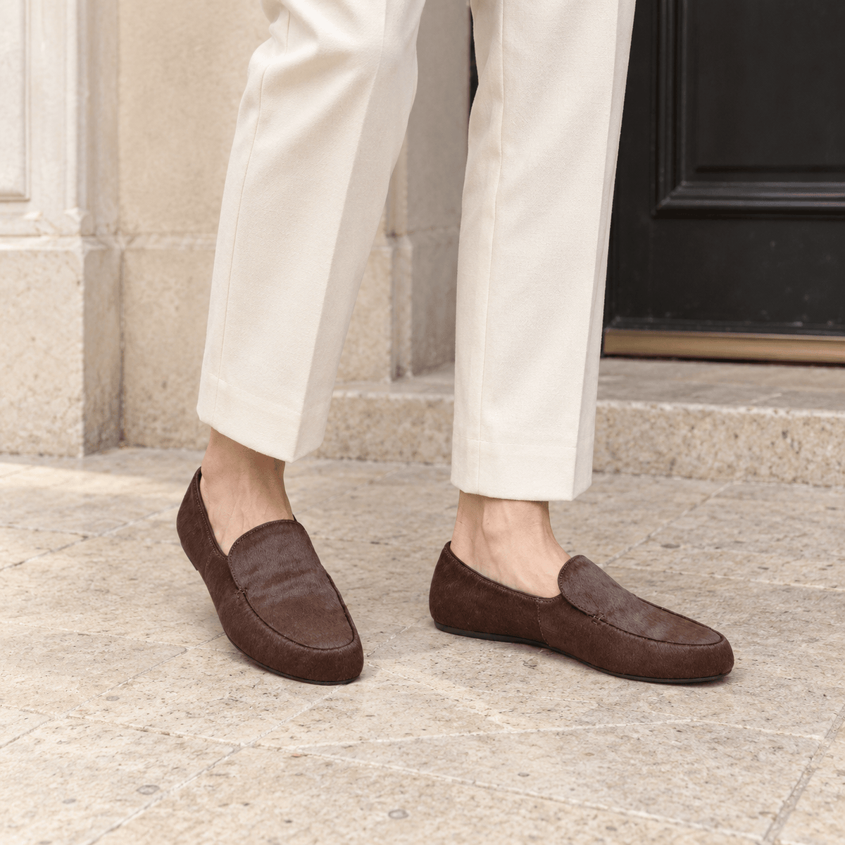 montelore-souliers Mocassins En Cuir De Vachette Bout Rond
