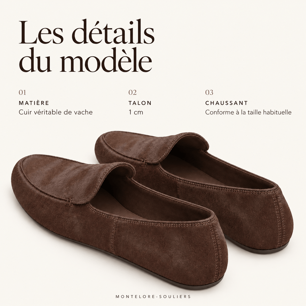 montelore-souliers Mocassins En Cuir De Vachette Bout Rond