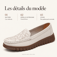 montelore-souliers Mocassins En Cuir Motif Fleurs Brodées