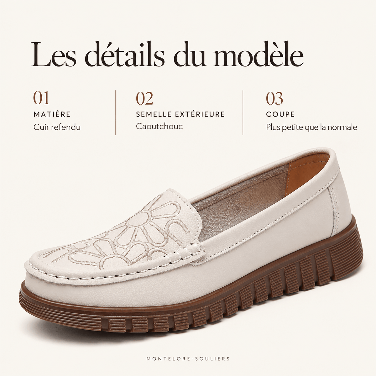 montelore-souliers Mocassins En Cuir Motif Fleurs Brodées