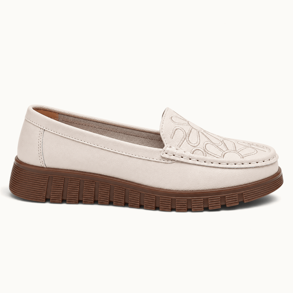 montelore-souliers Mocassins En Cuir Motif Fleurs Brodées