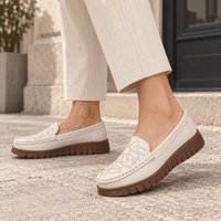 montelore-souliers Mocassins En Cuir Motif Fleurs Brodées