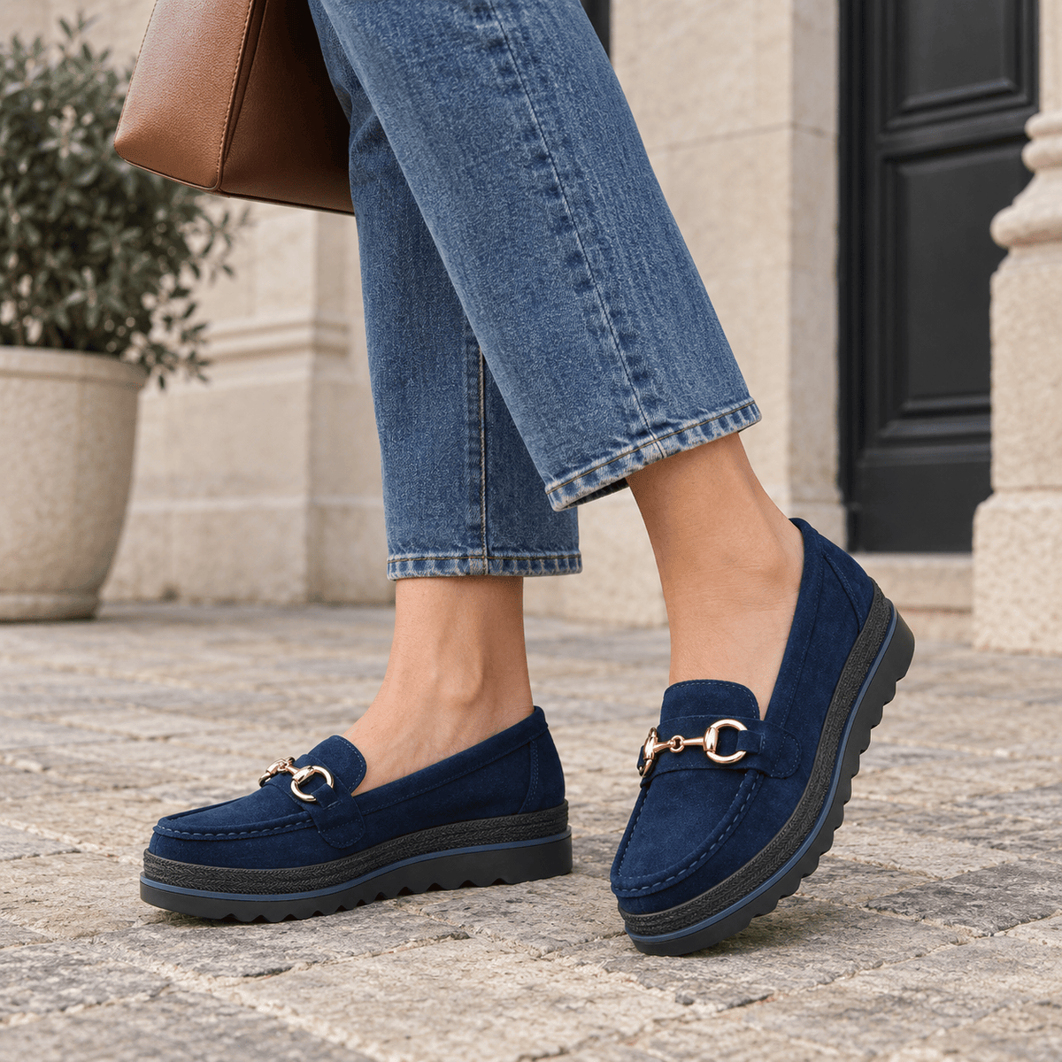 montelore-souliers Mocassins En Cuir Suédé À Plateforme Compensée