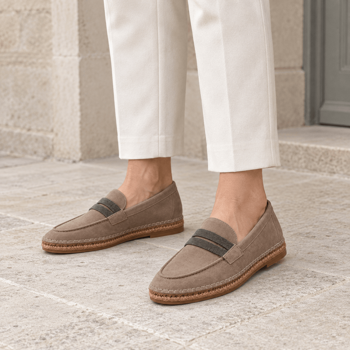 montelore-souliers Mocassins En Cuir Suédé Plats