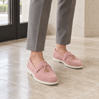 montelore-souliers Mocassins En Cuir Suédé Roses