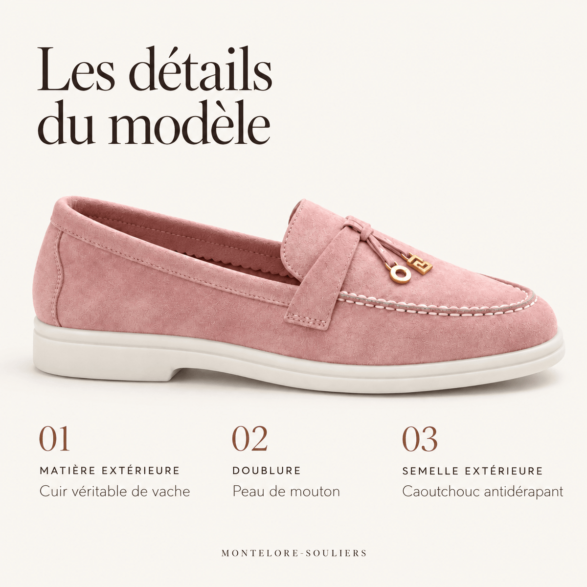 montelore-souliers Mocassins En Cuir Suédé Roses