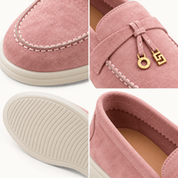 montelore-souliers Mocassins En Cuir Suédé Roses
