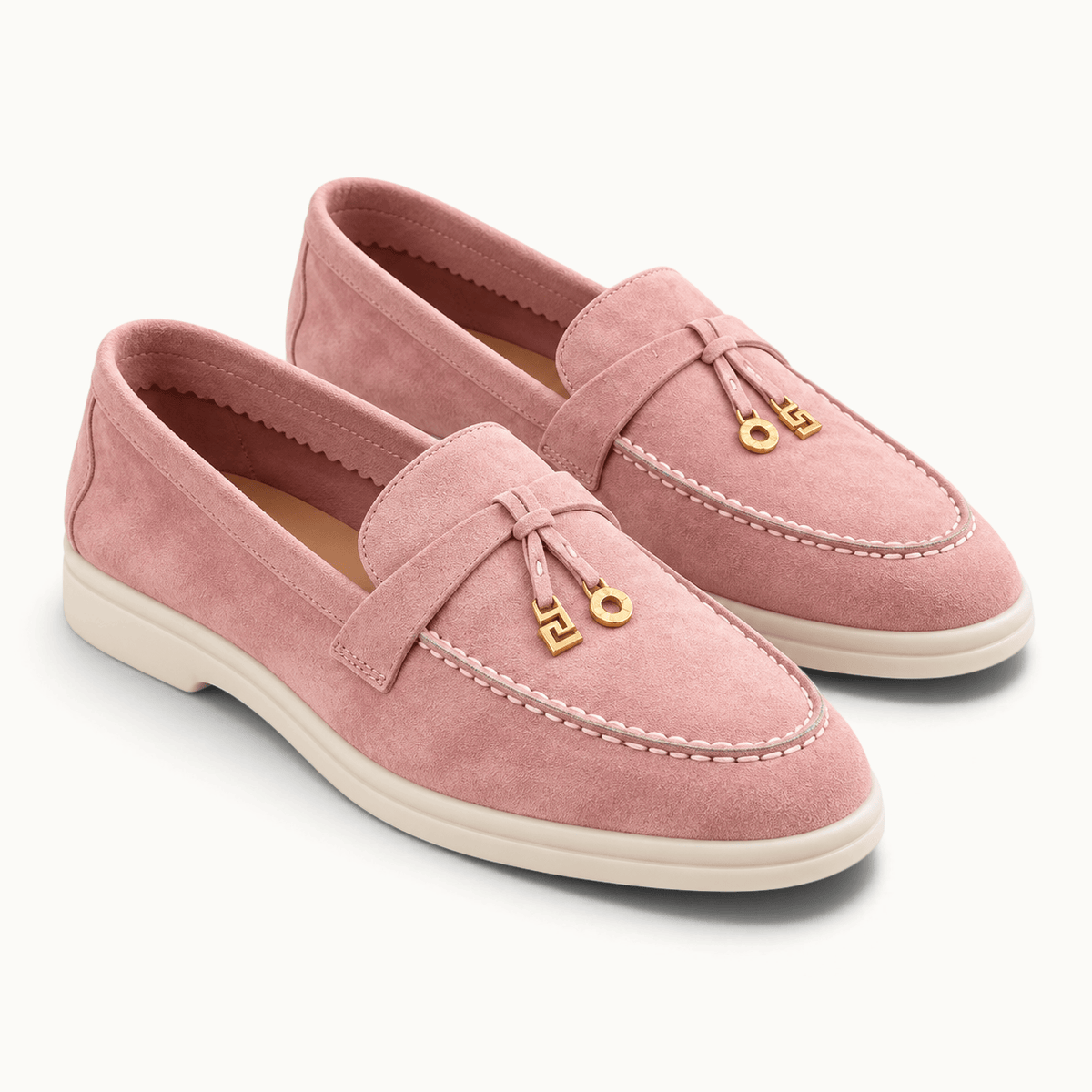 montelore-souliers Mocassins En Cuir Suédé Roses
