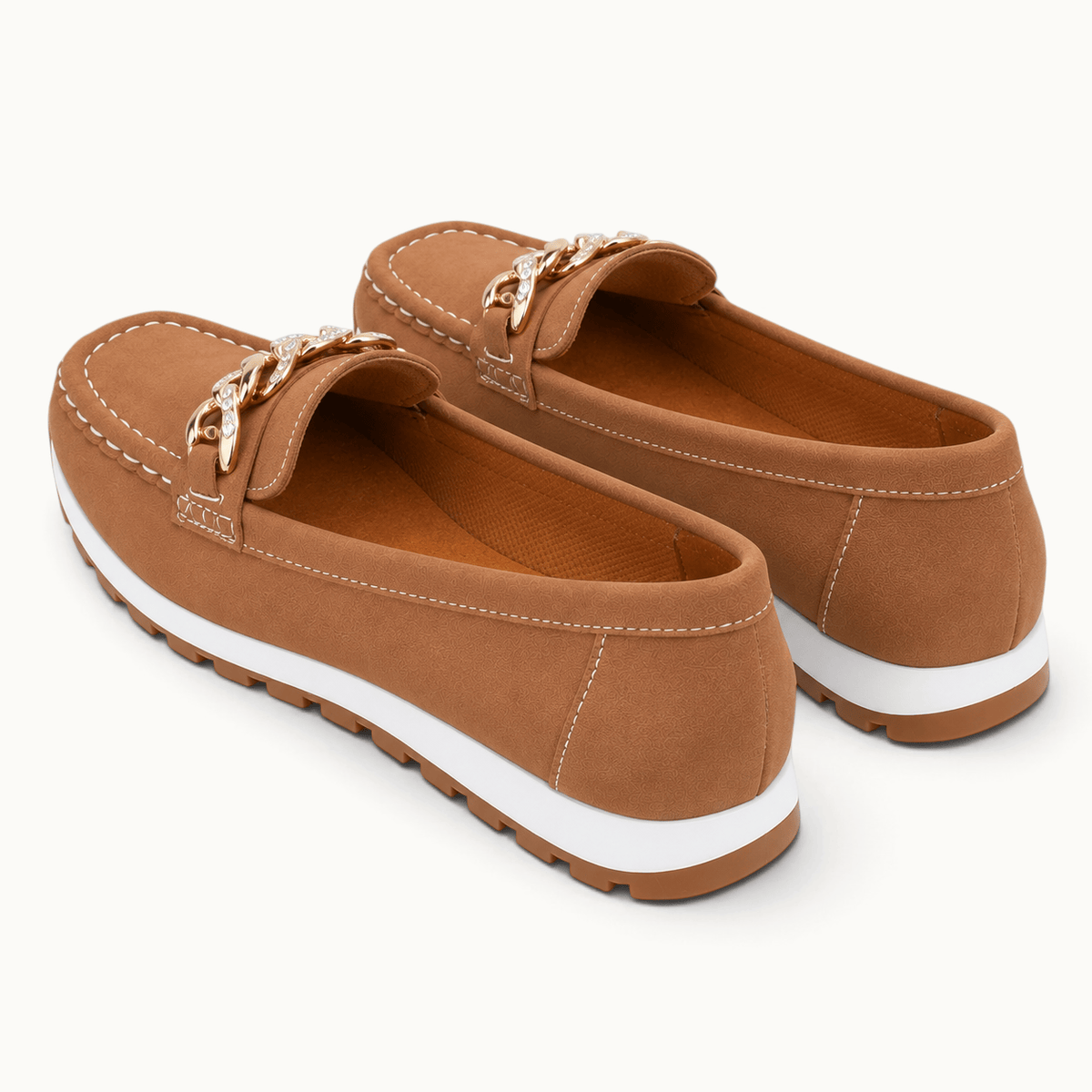 montelore-souliers Mocassins En Tissu À Plateforme Avec Chaîne Métallique
