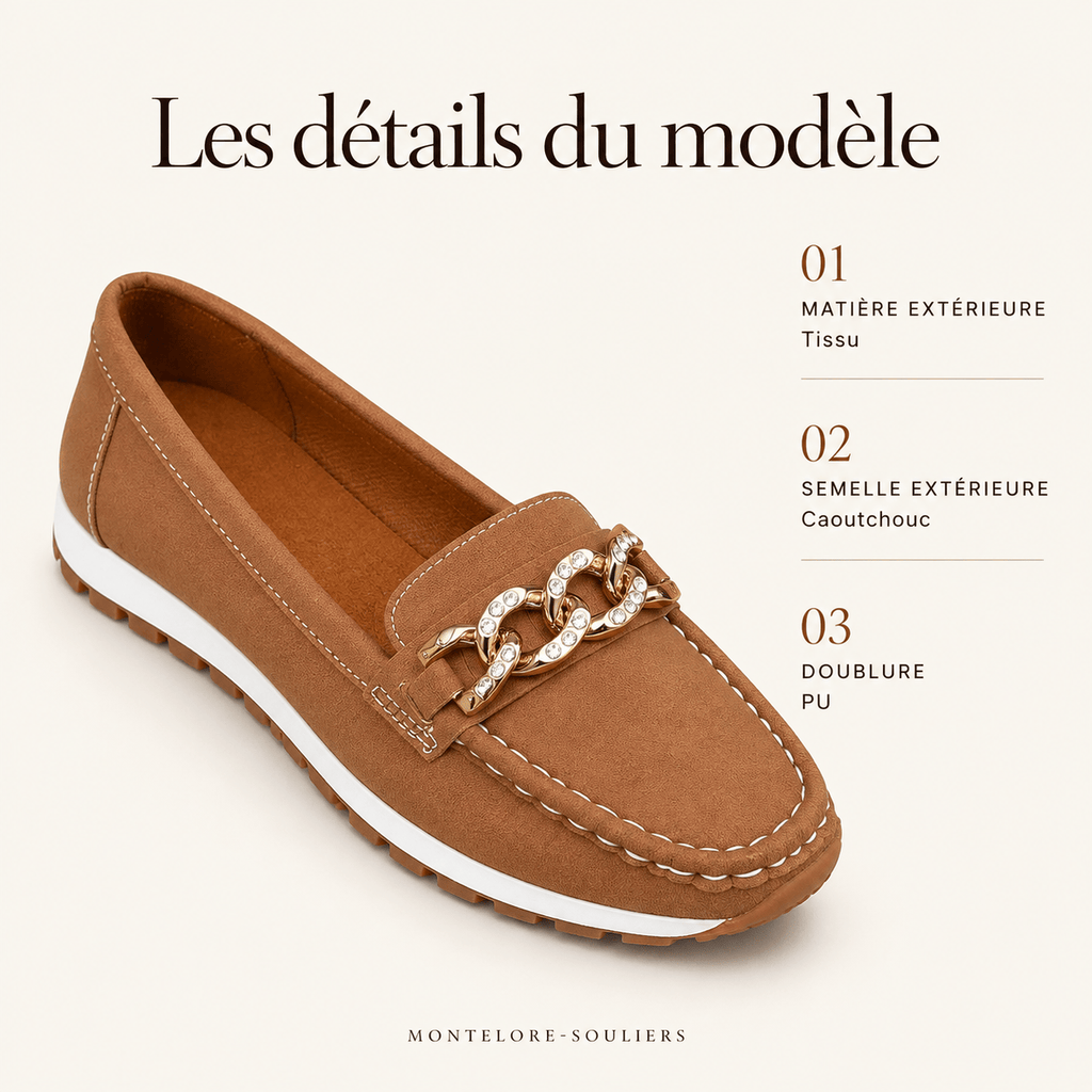 montelore-souliers Mocassins En Tissu À Plateforme Avec Chaîne Métallique