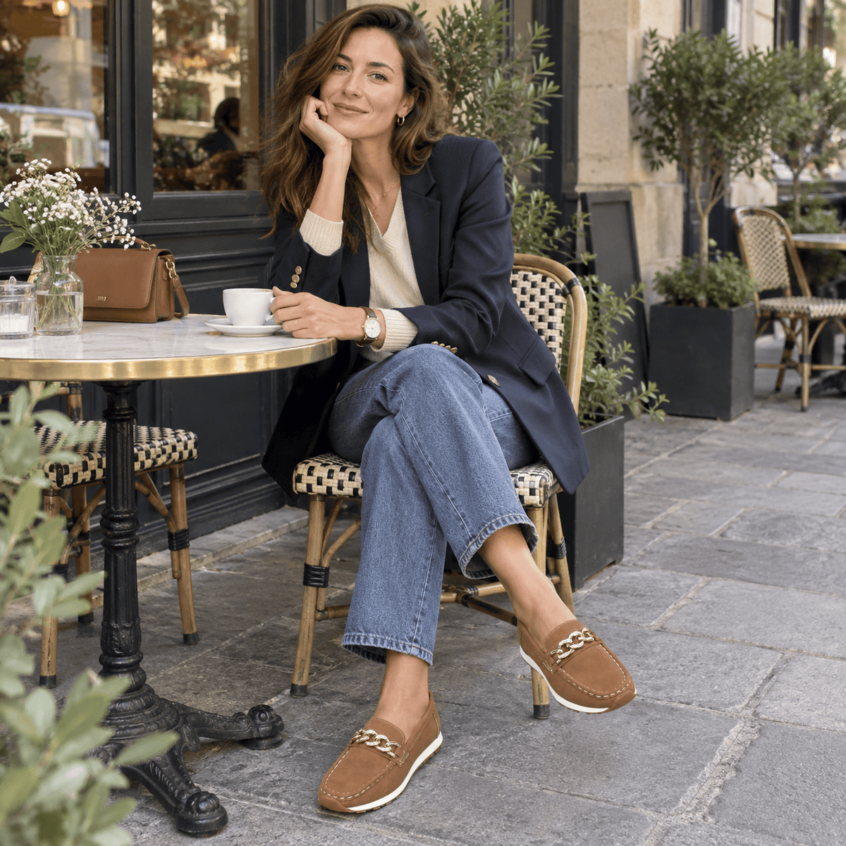 montelore-souliers Mocassins En Tissu À Plateforme Avec Chaîne Métallique