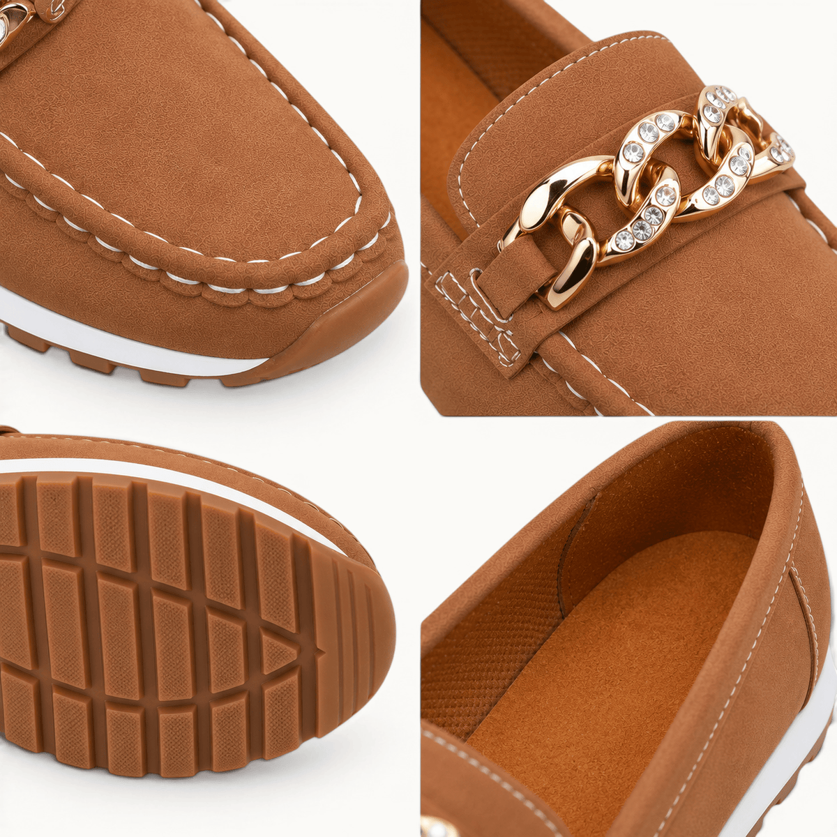 montelore-souliers Mocassins En Tissu À Plateforme Avec Chaîne Métallique