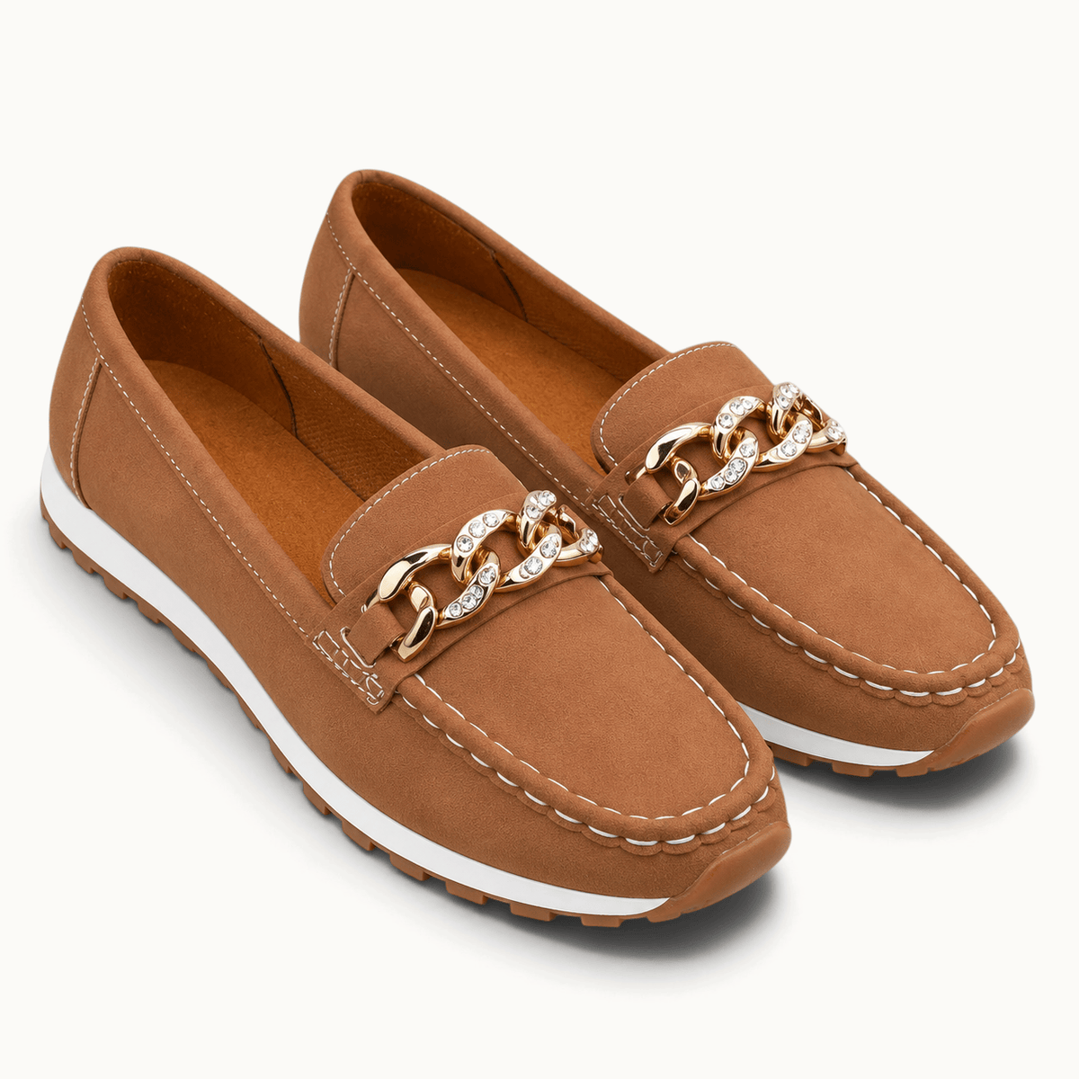 montelore-souliers Mocassins En Tissu À Plateforme Avec Chaîne Métallique