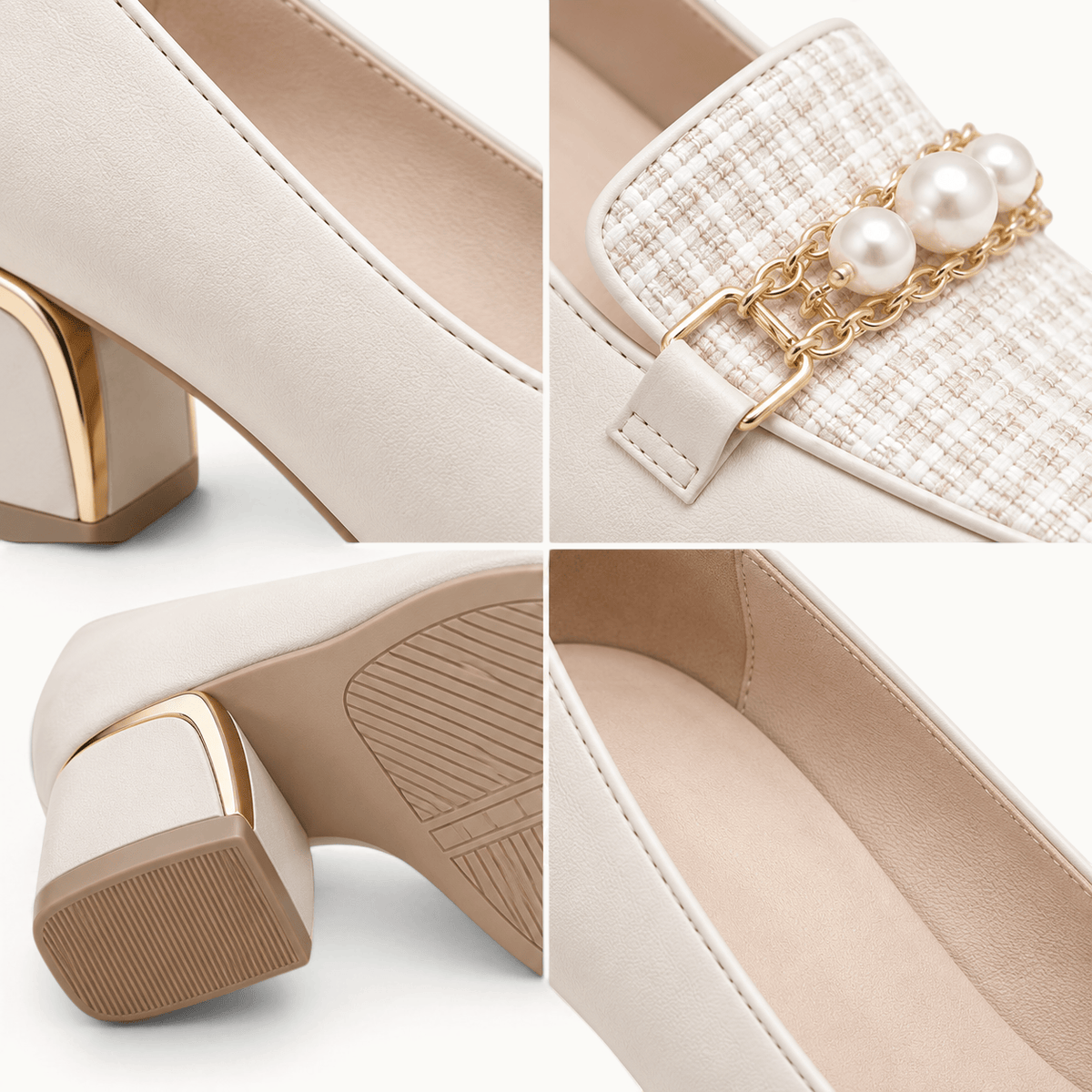 montelore-souliers Mocassins En Tweed À Talon Bloc Avec Perles