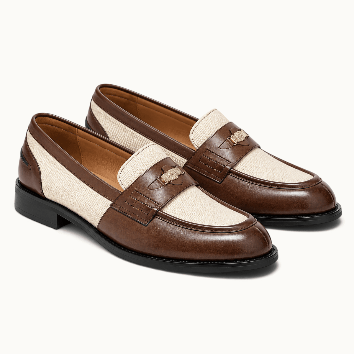 montelore-souliers Mocassins Femme Beige En Cuir Patchwork