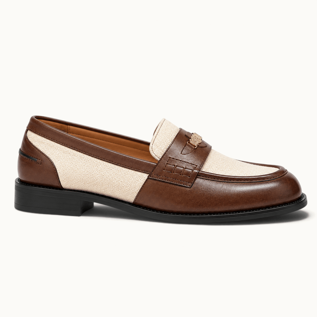 montelore-souliers Mocassins Femme Beige En Cuir Patchwork