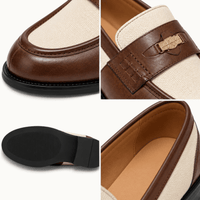 montelore-souliers Mocassins Femme Beige En Cuir Patchwork