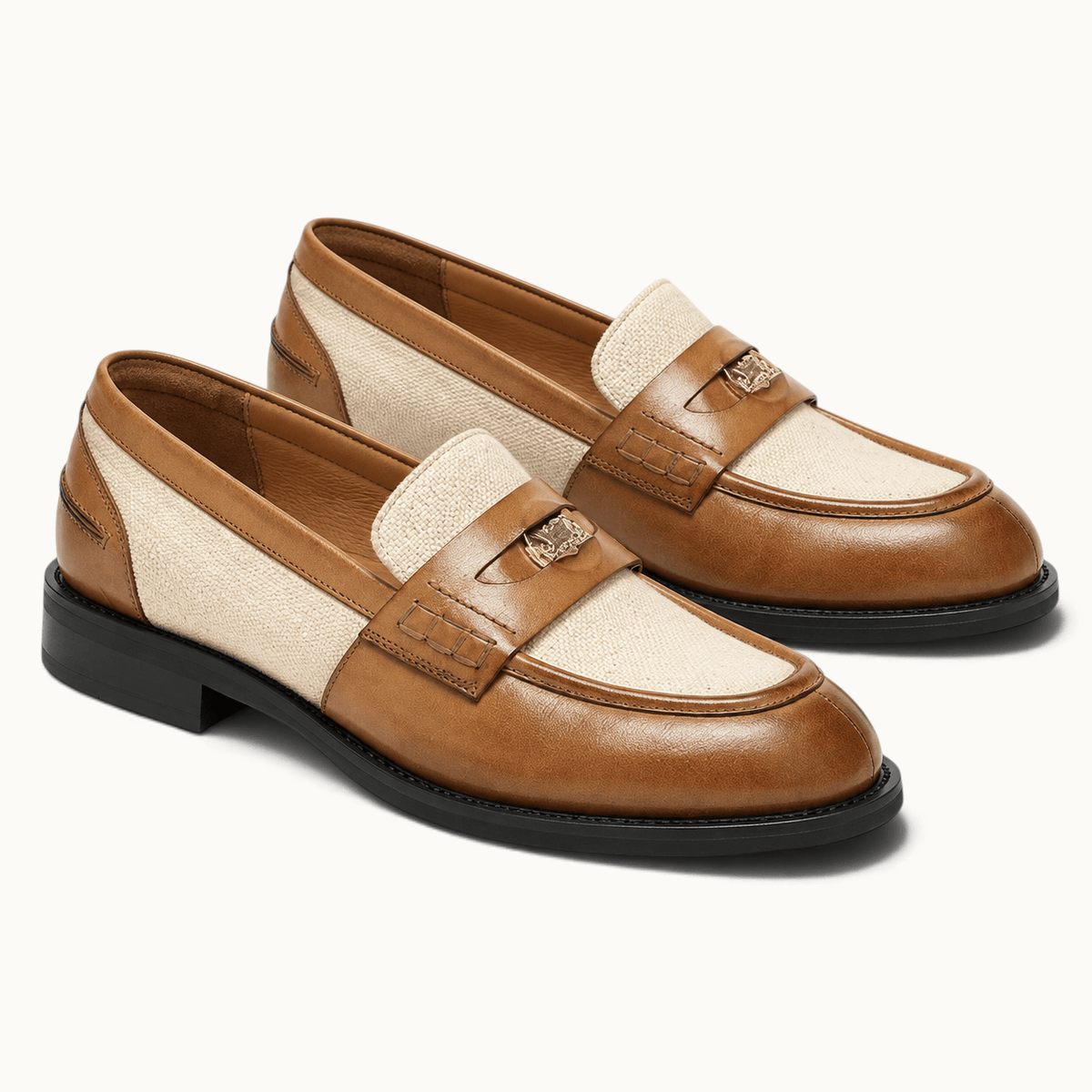 montelore-souliers Mocassins Femme Beige En Cuir Patchwork