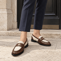 montelore-souliers Mocassins Femme Beige En Cuir Patchwork