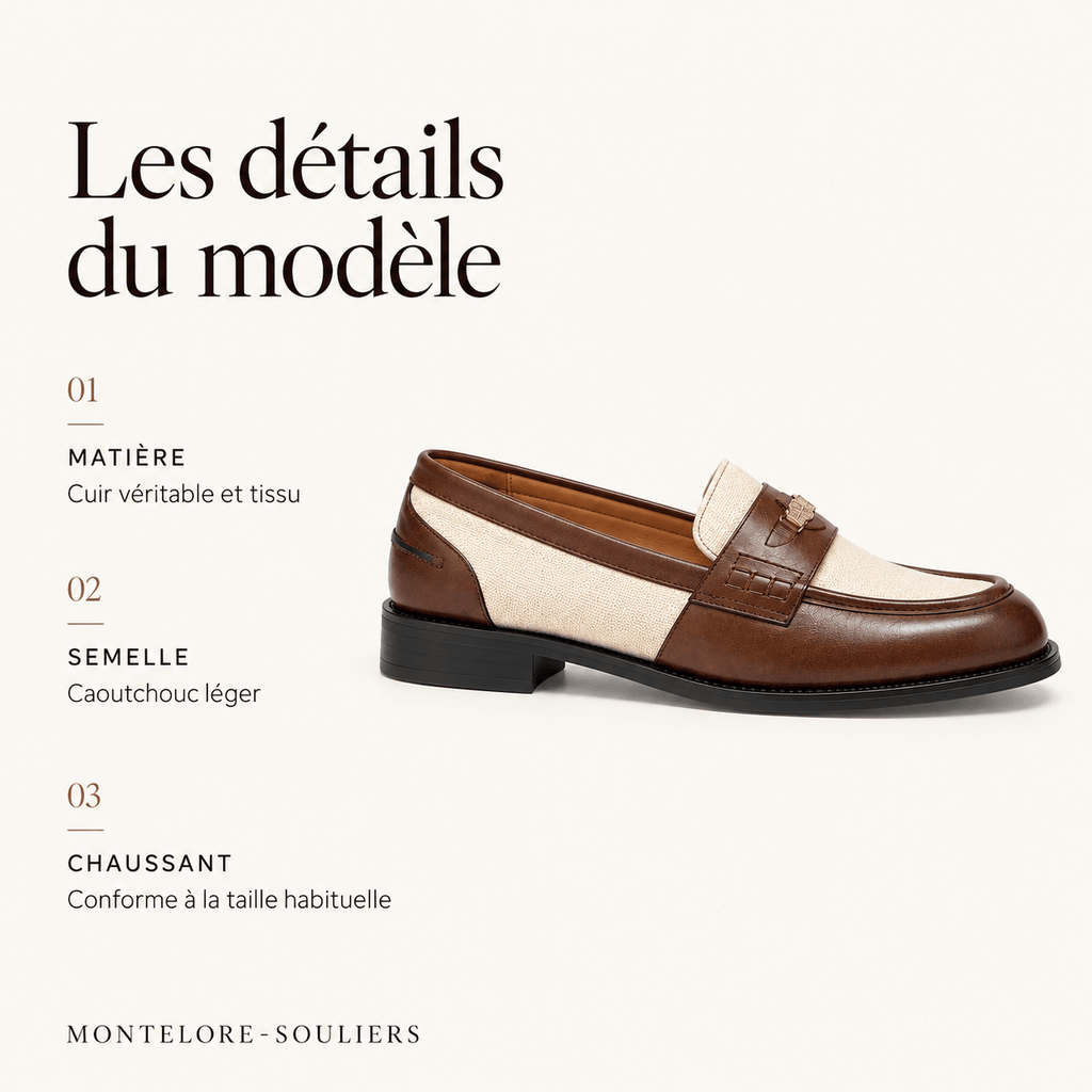 montelore-souliers Mocassins Femme Beige En Cuir Patchwork