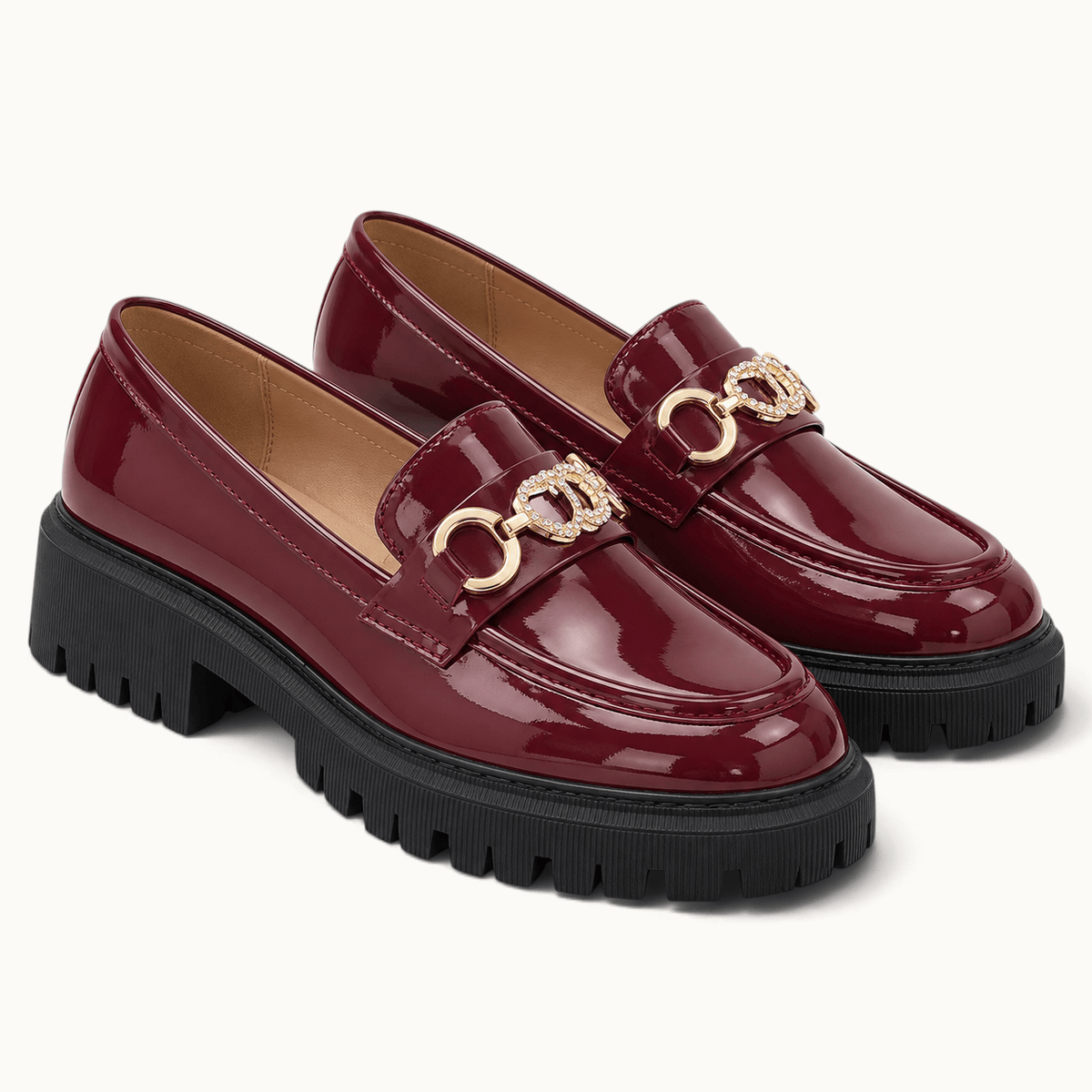 montelore-souliers Mocassins Femme Elegant Vernis Bordeaux