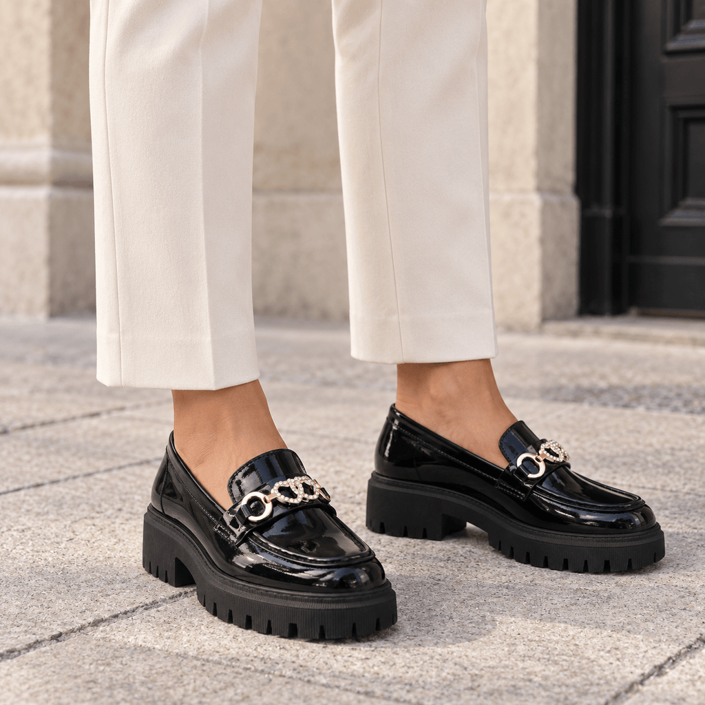 montelore-souliers Mocassins Femme Elegant Vernis Bordeaux