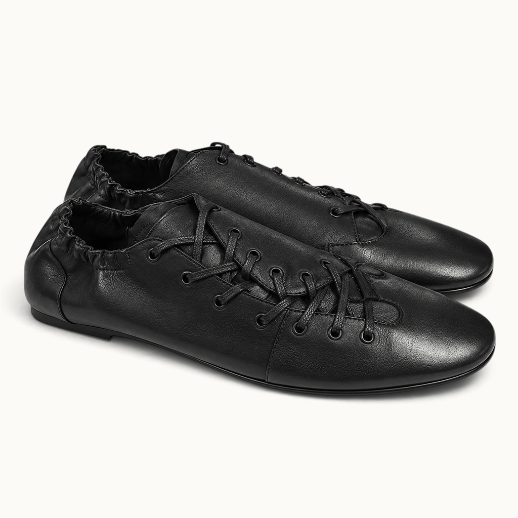 montelore-souliers Mocassins Femme Noir Plates À Lacets