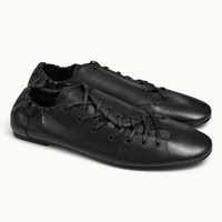 montelore-souliers Mocassins Femme Noir Plates À Lacets