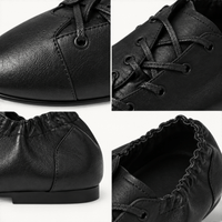 montelore-souliers Mocassins Femme Noir Plates À Lacets
