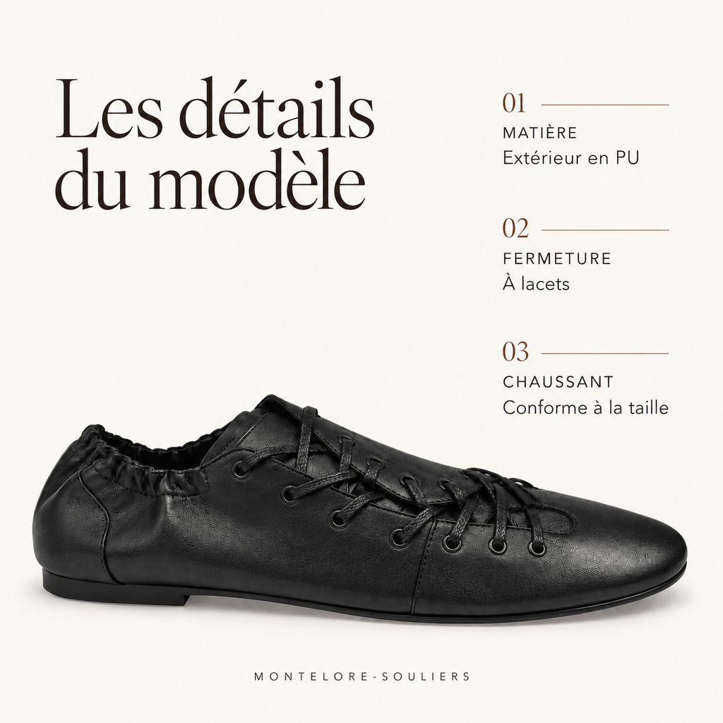 montelore-souliers Mocassins Femme Noir Plates À Lacets