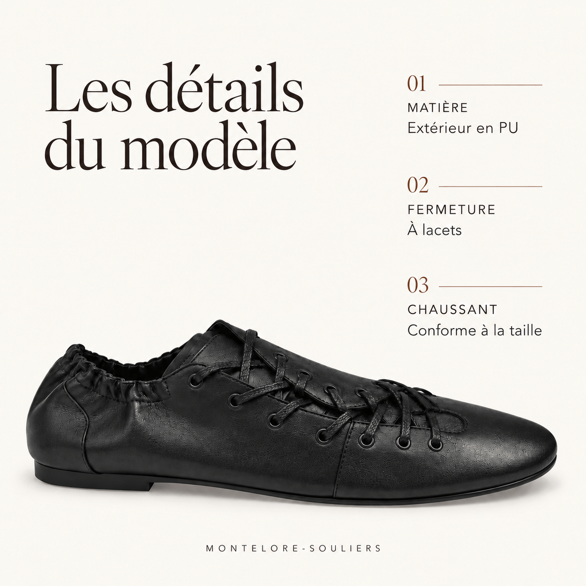 montelore-souliers Mocassins Femme Noir Plates À Lacets