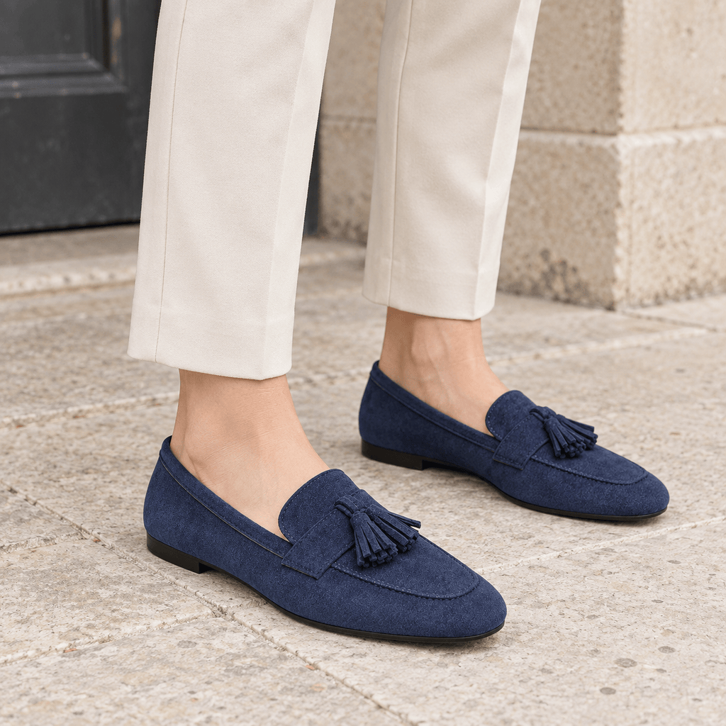 montelore-souliers Mocassins Flanelle À Bout Carré À Glands