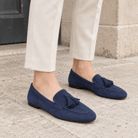 montelore-souliers Mocassins Flanelle À Bout Carré À Glands