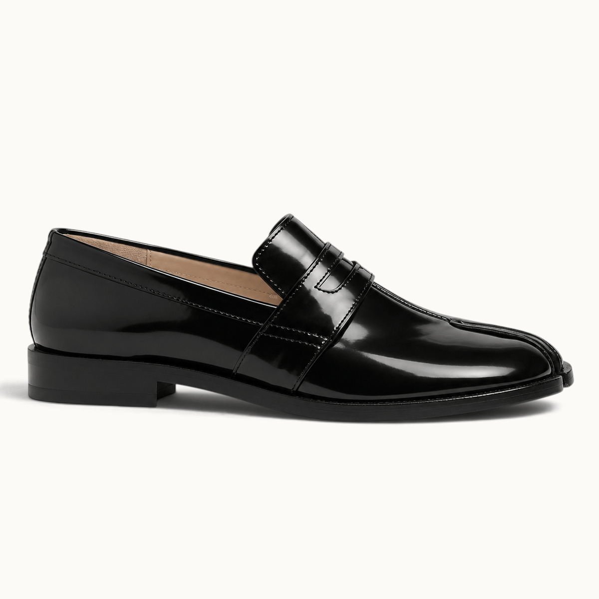 montelore-souliers Mocassins Homme Noir Cuir Tabi Bout Fendu