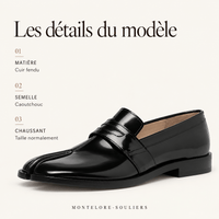 montelore-souliers Mocassins Homme Noir Cuir Tabi Bout Fendu